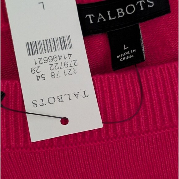 NWT Talbots hot pink lightweight crab sweater size Large sealift saltlife boat - Picture 5 of 8